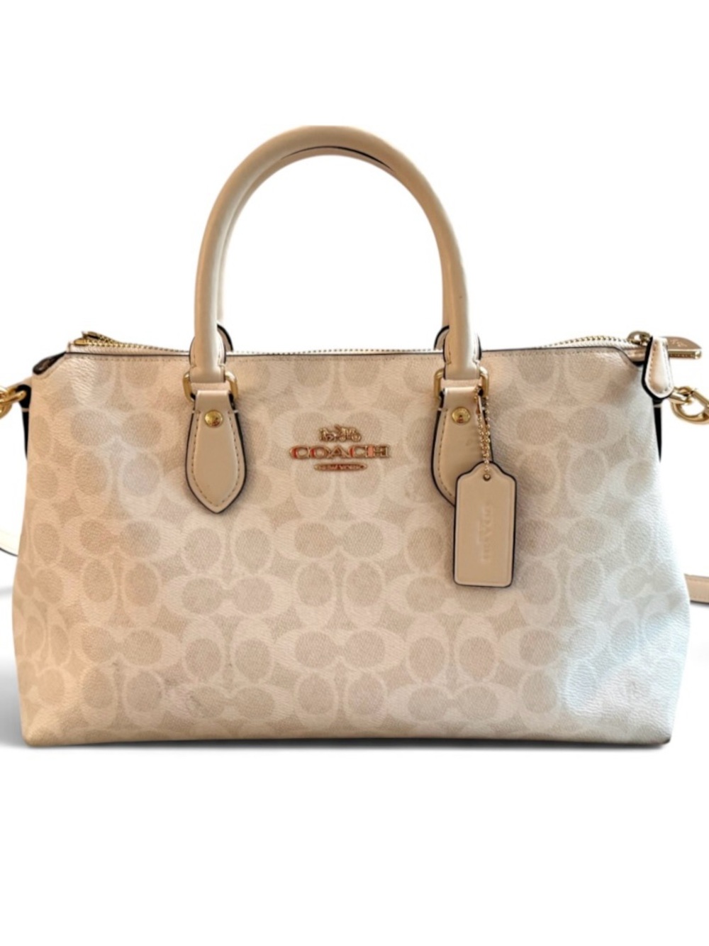 Coach Signature Canvas Satchel in Chalk